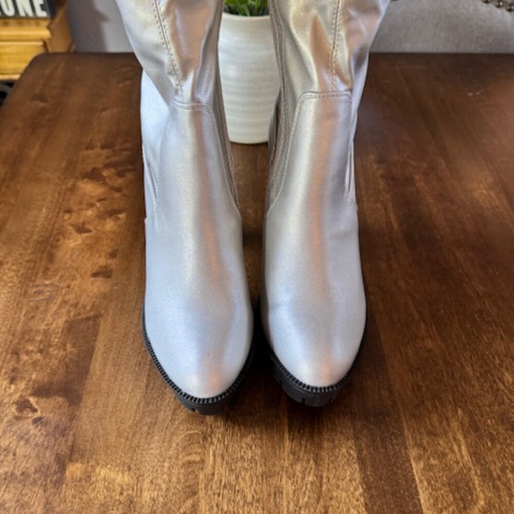 Allegra K Platform Chunky Heel Over Knee High Side Zipper Boots (Size 9) Disco - Picture 7 of 11